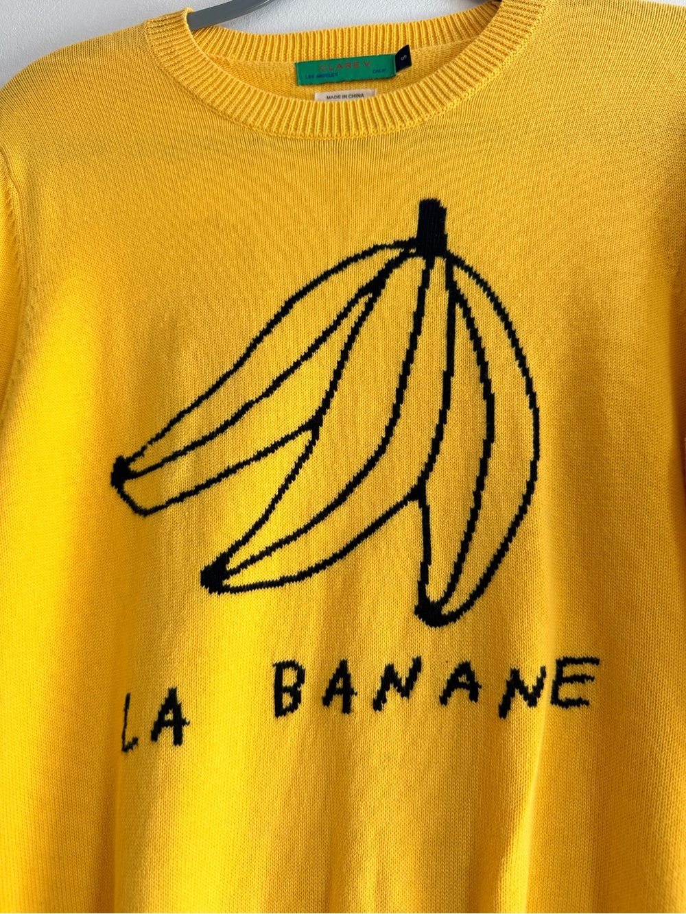 Clare V Yellow 'La Banane' Graphic Crewneck Sweater - Picture 3 of 4